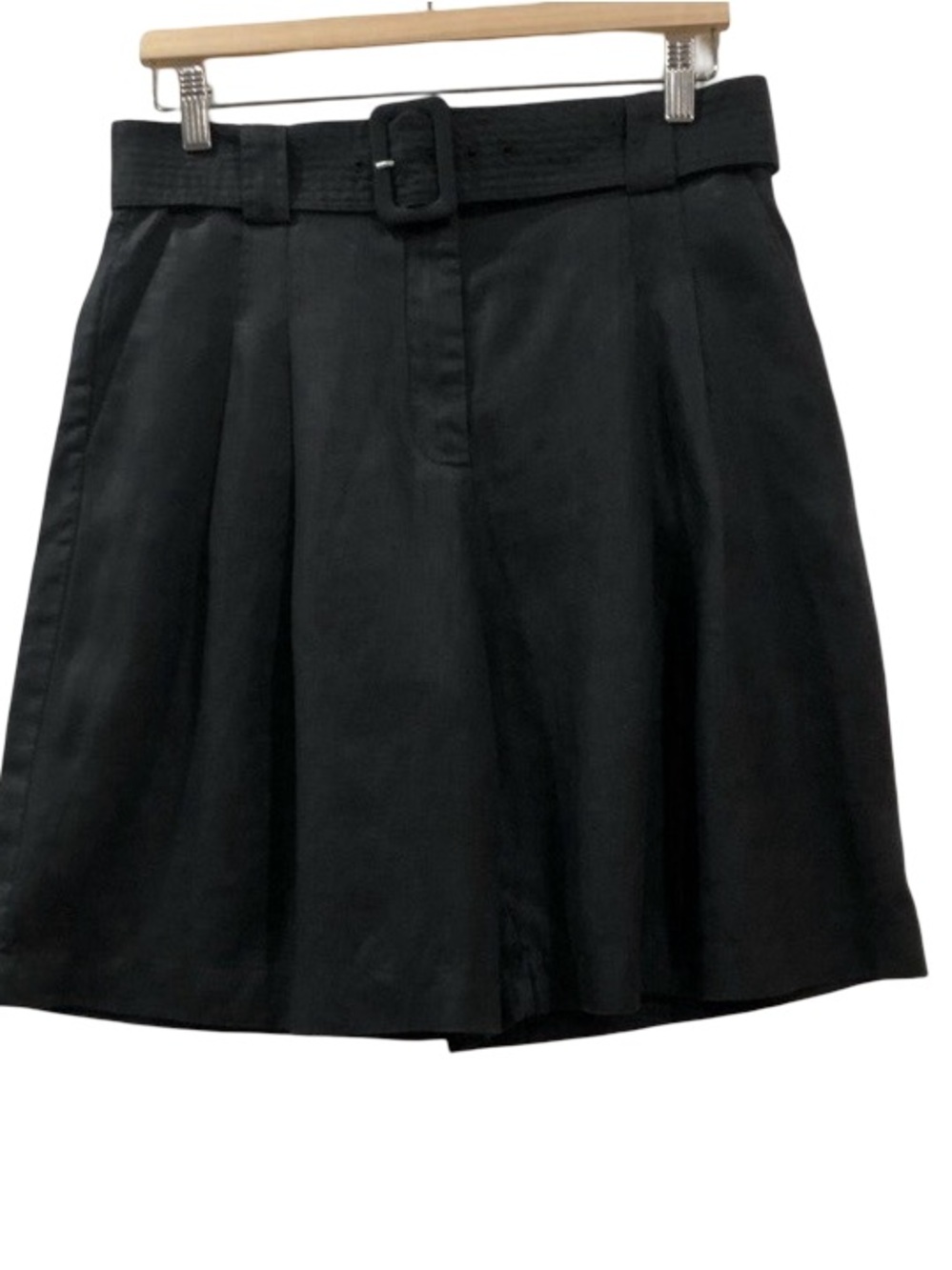 MNG, Linen Shorts, Black, High Rise Belted, Size 6